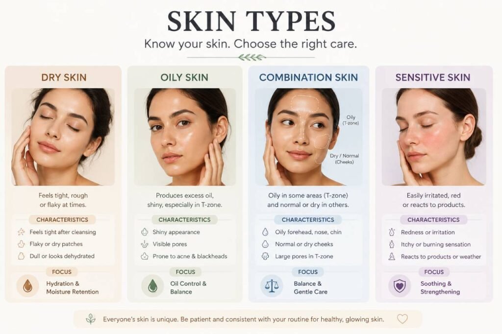 Dry skin type showing dry and flaky skin